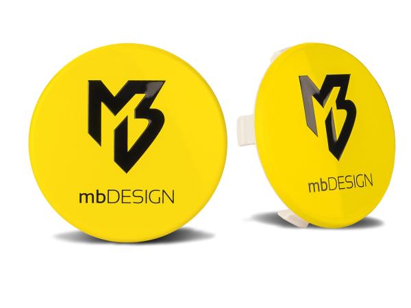 mbDESIGN cap 60,00mm - yellow shiny logo black